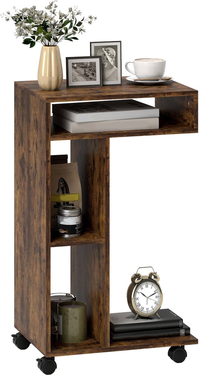 HOMCOM bijzettafel - tafel - 40B x 30T x 69H cm - rustiek bruin