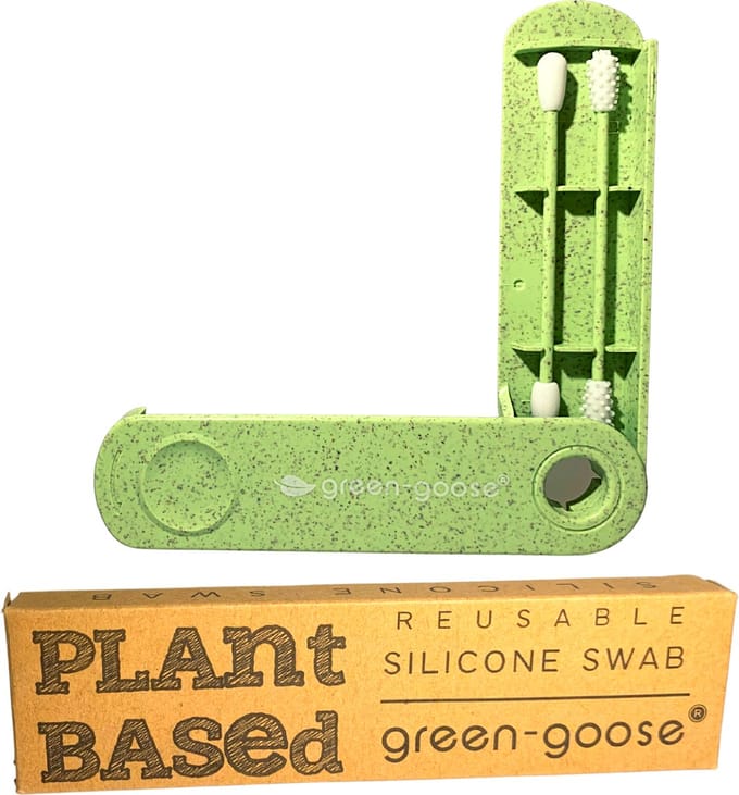 green-goose® Herbuikbaar Bio-based Wattenstaafje en Make-up Applicator | Groen