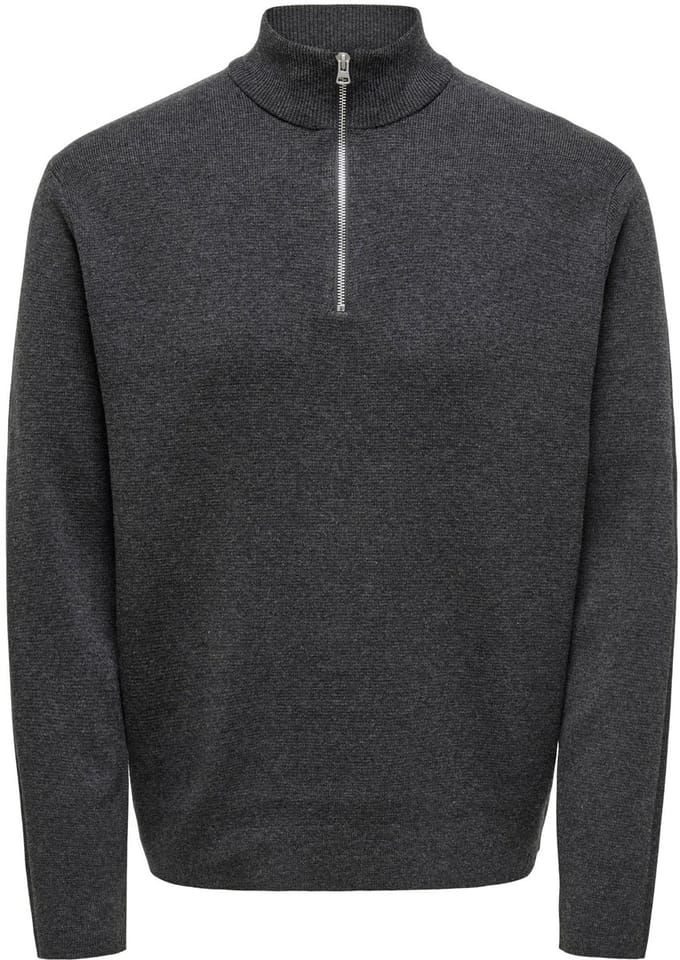 Only & Sons Ting Life Reg Half Zip Knit - Heren Sweater - Dark Grey Melange