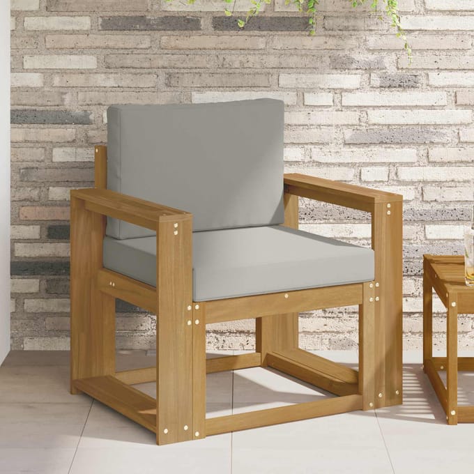 vidaXL - Buitensofa - Polyester - Wit - en - lichtgrijs