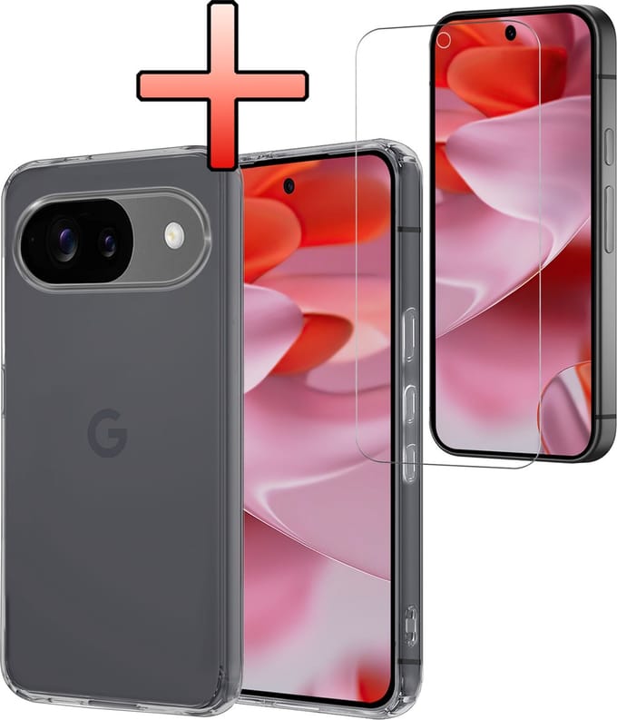 Hoesje - Met Screenprotector - Geschikt voor Google Pixel 9 - Sterk & Shockproof - Back Cover - Siliconen Case - Telefoon Hoes - Transparant