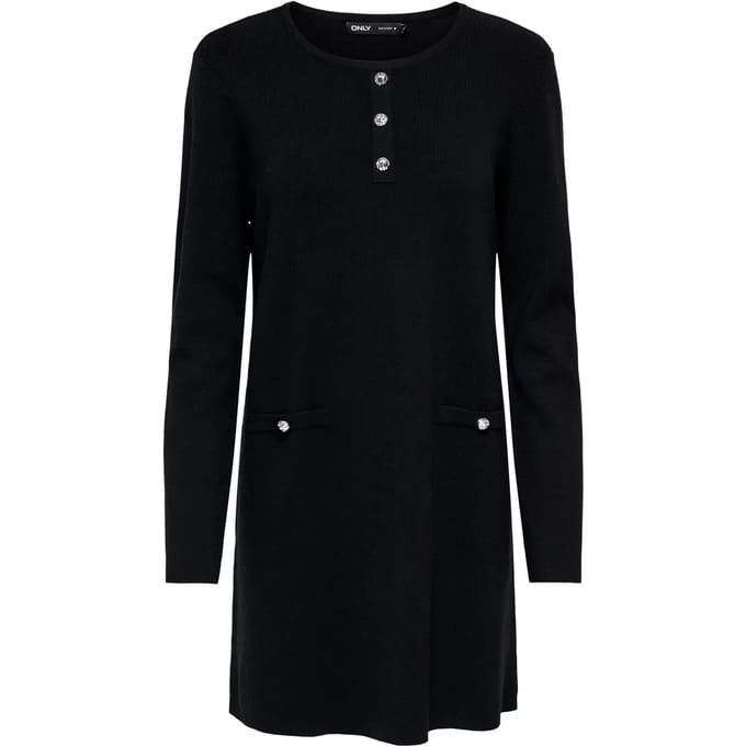 ONLY - ONLANIA LS O-NECK BUTTON DRESS EX KNT - Dames - Mini jurken