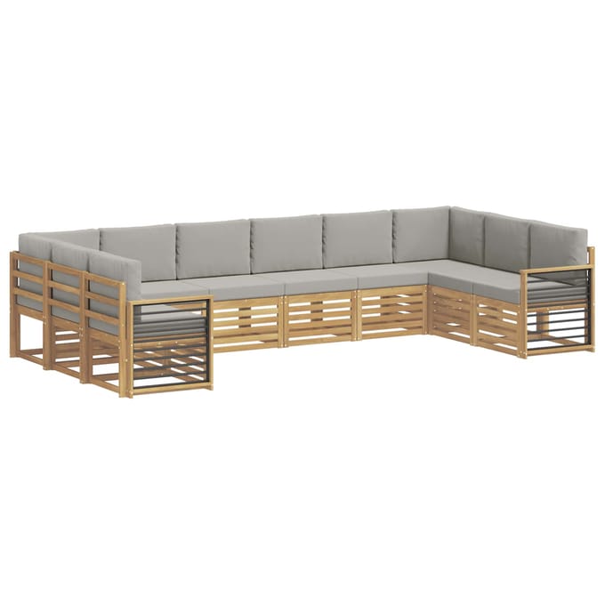 vidaXL - Buiten - bank - set - 10 - st - Wit - en - Lichtgrijs - Polyester