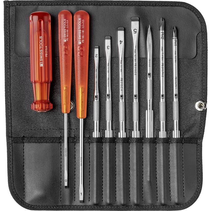 PB Swiss Tools Verwisselbare Schroevendraaierset in Papieren Doos 9 Delen, 215.CBB white
