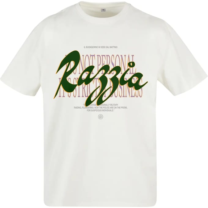 Mister Tee - Razzia Oversize Heren Tshirt - M - Creme