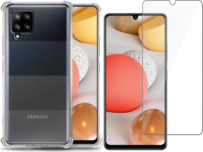 Hoesje geschikt voor Samsung Galaxy A42 - Screenprotector Glas - Shockline Case Cover Hoes