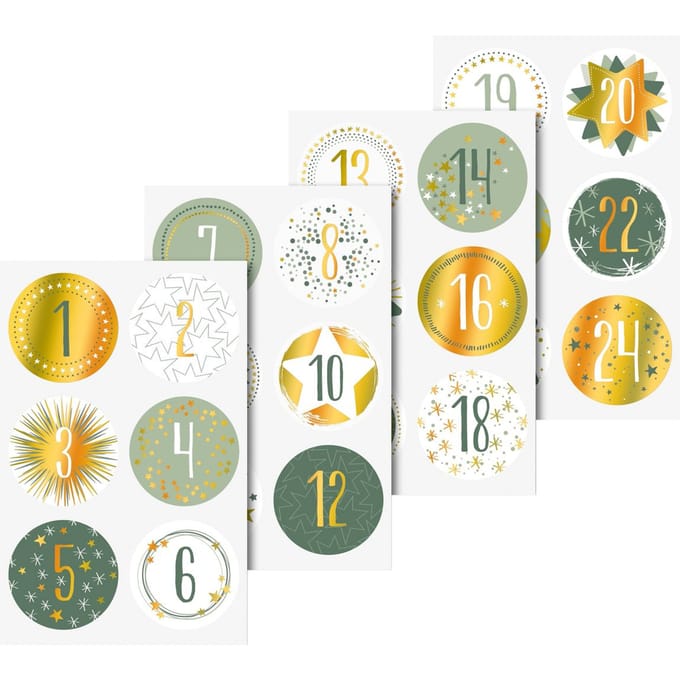 Stickers adventsnummers - Goud iriserend
