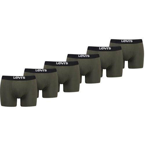 Levi's Boxershorts Heren - 6-pack Solid Organic Cotton Khaki - Donkergroene Levi's Boxershorts - Maat M