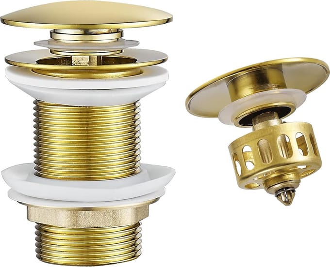 Gold Pop Up Afvoerplug - Zonder Overloop - Met Zeefmand - 1 Stuk