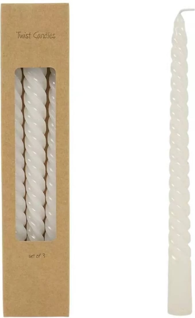 Deco4yourhome® - Twist Kaarsen - 25cm - Wit - 3 Stuks