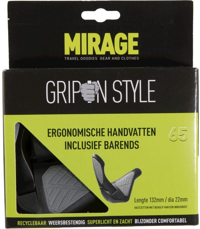 Handvatpaar Mirage Grips in style #65 - L = 134/134 mm met barends - zwart