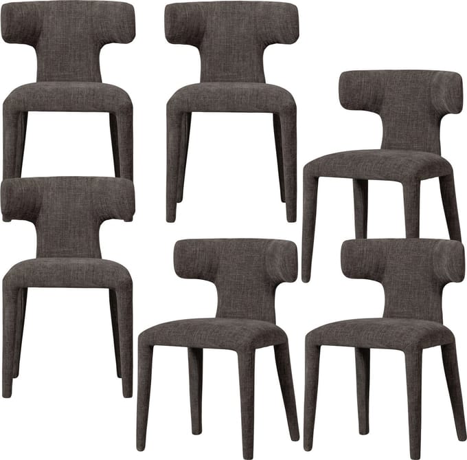 WOOOD Permit Eetkamerstoelen - Polyester - Espresso - Set van 6