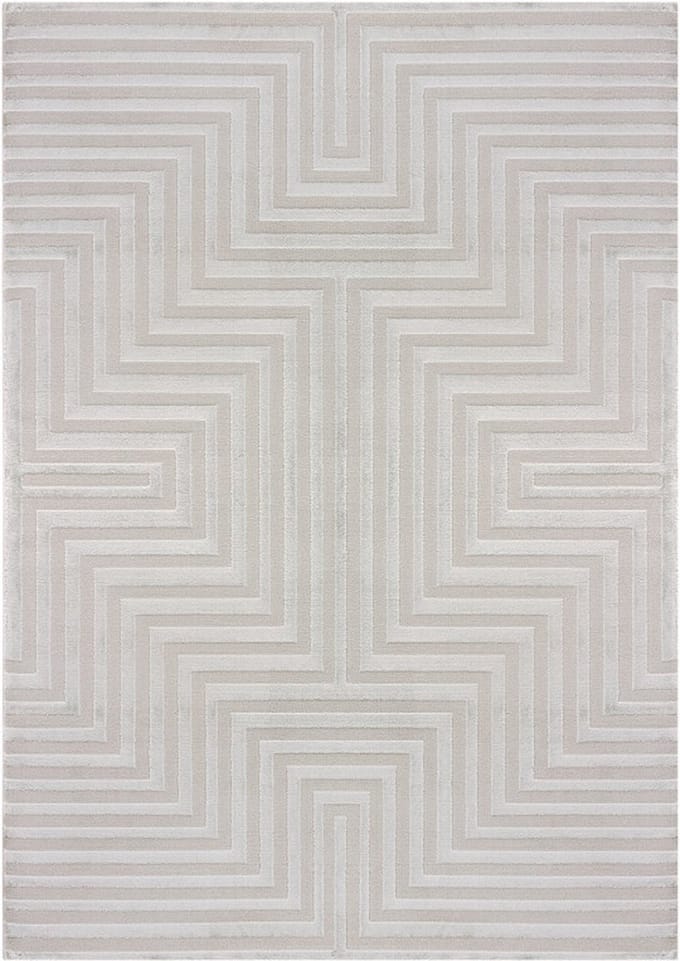 Flycarpets Cara Modern Japandi Labyrinth Vloerkleed - Zilver - 280x370 cm