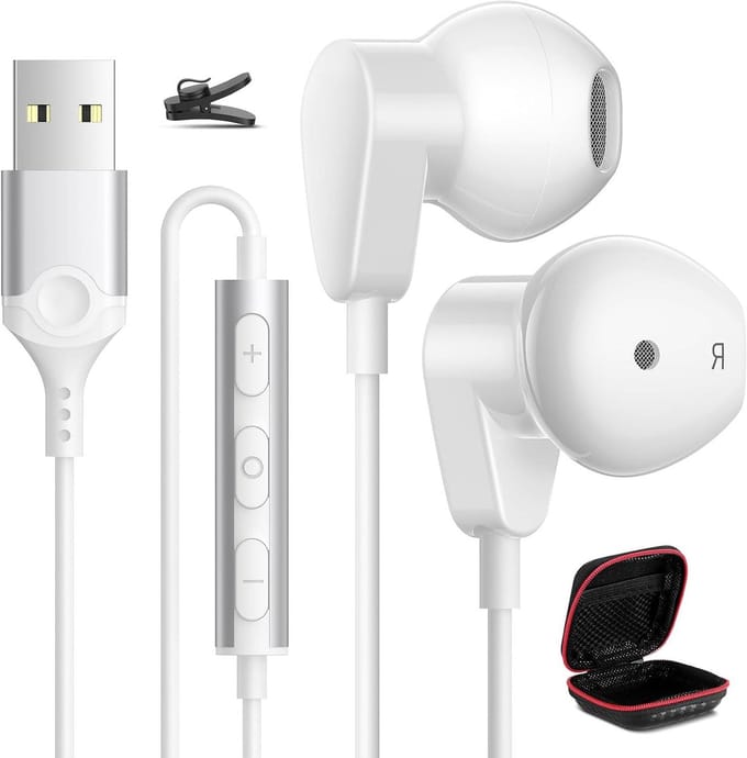 USB Oortelefoon - Bedrade Oordopjes - Online Communicatie - Met Microfoon - N.v.t. - Wit