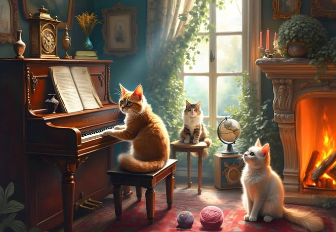 Bluebird Puzzle katten puzzel Feline Concerto - 1000 stukjes.