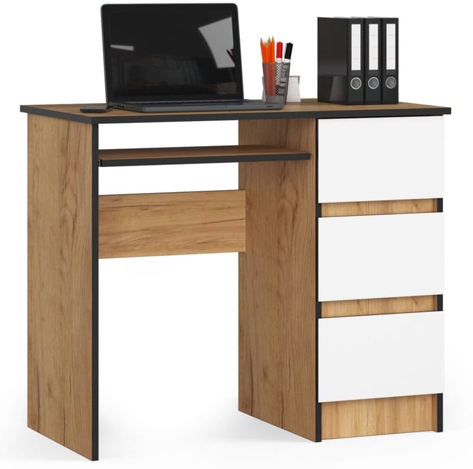 Bureau Rechts A-6 / Computerbureau / Computer Tafel / Bureautafel Rechts / Craft Eik - Wit / 90 x 77 x 50 cm