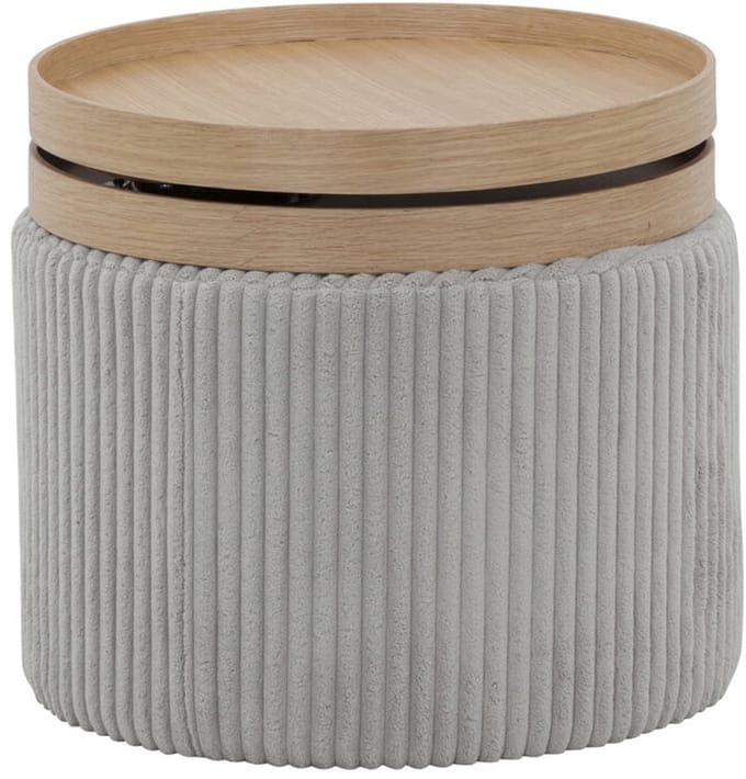 Poef Luvua Lichtgrijs - MDF - Breedte 50 cm - Diepte 50 cm - Hoogte 45 cm