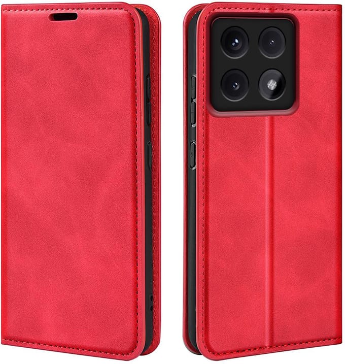 MobyDefend Hoesje - Geschikt voor Xiaomi 14T - Luxe Wallet Bookcase (Magnetische Sluiting) - Rood
