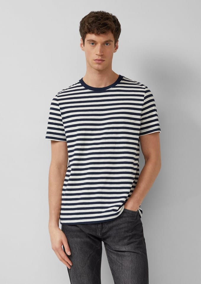 s.Oliver - male - Gestreept T-shirt met vlamgarenstructuur