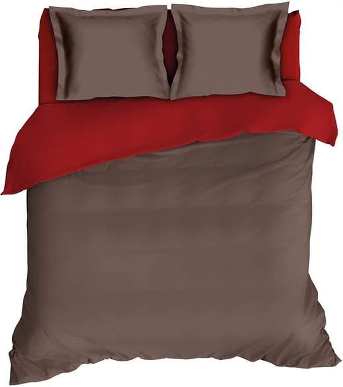 Romanette Comtesse Dekbedovertrek - Tweepersoons - 200x200/220 cm - Bruin/Rood