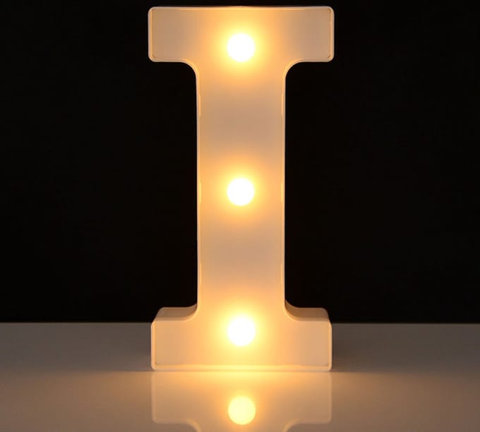 Lichtgevende Letter I - 16 cm - Wit - LED