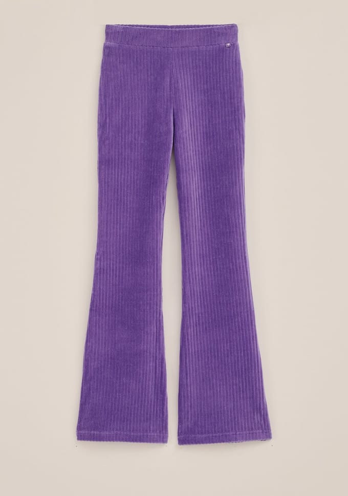 WE Fashion Meisjes velvet flared legging van ribstof