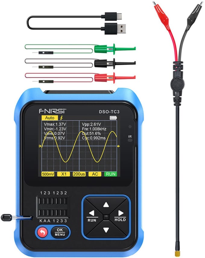 FNIRSI DSO-TC3 3-in-1 Handheld Oscilloscoop Componenttester en Signaalgenerator