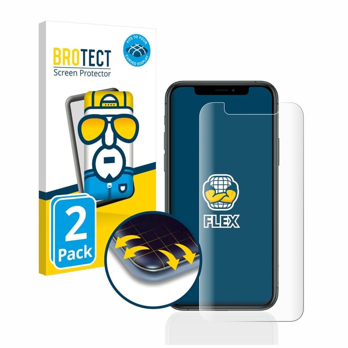 BROTECT - Screenprotector voor Apple iPhone 11 Pro - Folie Beschermfolie transparant volledig dekking - 2 Stuks