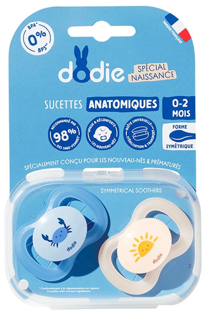 Anatomische fopspeen duo - DODIE - 0/2 maanden - Krab