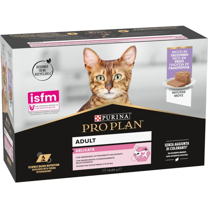 MP Pro Plan Cat Delicate 3 x 12 x 85 g- Turkey Mousse - Voordeelpakket