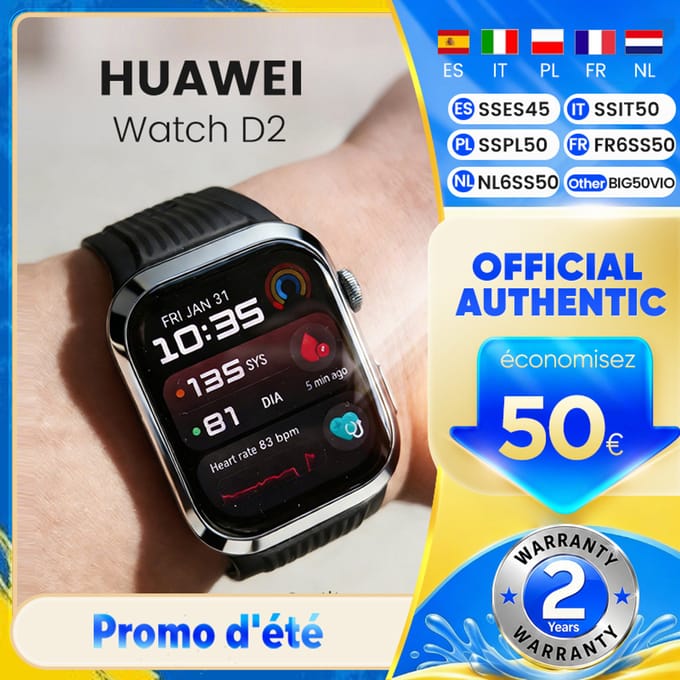 HUAWEI Watch D2 1,82'' AMOLED-display ECG Uitgebreide slaapmonitoring Gezinsgezondheidszorg Bluetooth Talk Airbag-band