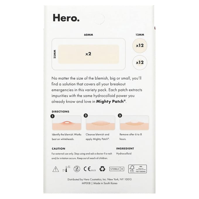 Hero Cosmetics, Mighty Patch, pack varié, 26 patchs red