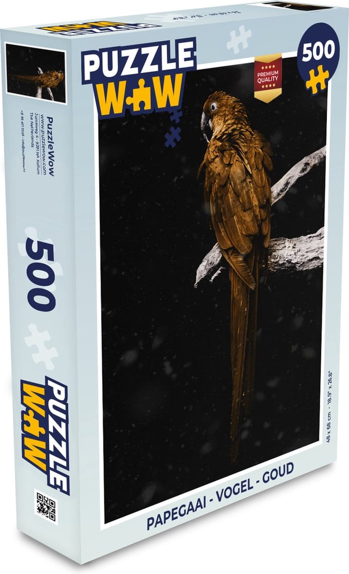 Puzzel Papegaai - Vogel - Goud - Legpuzzel - Puzzel 500 stukjes