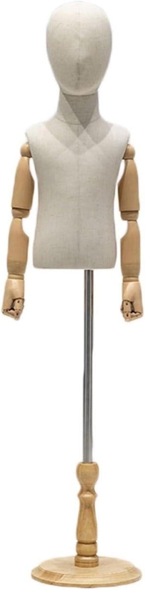 Kinder Paspop - Naai Torso Peuter - Kleding Presenteren - Verstelbare Hoogte - 93-140 cm - Beige