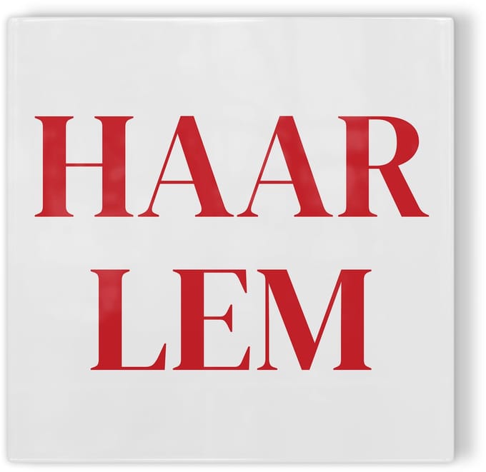 Tegeltje Haarlem - wit rood - tegeltje stad - tegeltje met tekst