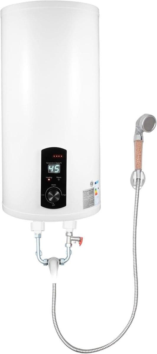 Verticale Boiler - Warmwater Opslag - Keuken Badkamer - Met Kraan Douche - 50 Liter 2000W - Wit