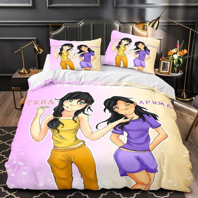 APHMAU Beddengoed Set Eenpersoons Twin Vol Queen King Size Kawaii Aphmau Bedset Aldult Kind Slaapkamer Dekbedovertrek Sets 3D Print 035 150x200cm 3pcs