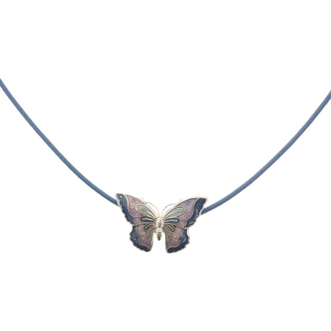 Behave - Ketting Dames - Cloisonné - Vlinder - Blauw Emaille - Cloisonné - 40 cm Lang