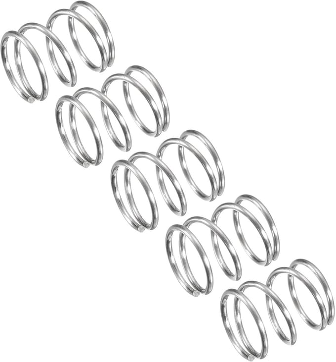 Set van 5 Compressieveren RVS 9mm Buitendiameter 10mm Lengte