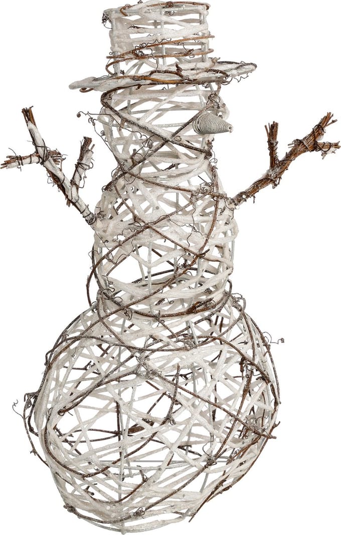 Feeric lights and christmas Decoratie figuur - sneeuwpop - H42 cm - rotan - kerstdecoratie