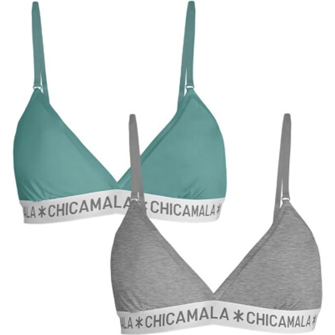 Muchachomalo Meisjes 2-pack triangle top effen