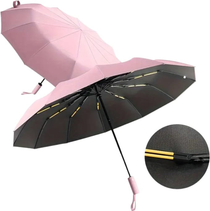 Nivard Moderne Golf Paraplu - Stormparaplu - Opvouwbaar - Windproof - Stormproef - UV Bescherming - Umbrella - Draagbaar - Roze