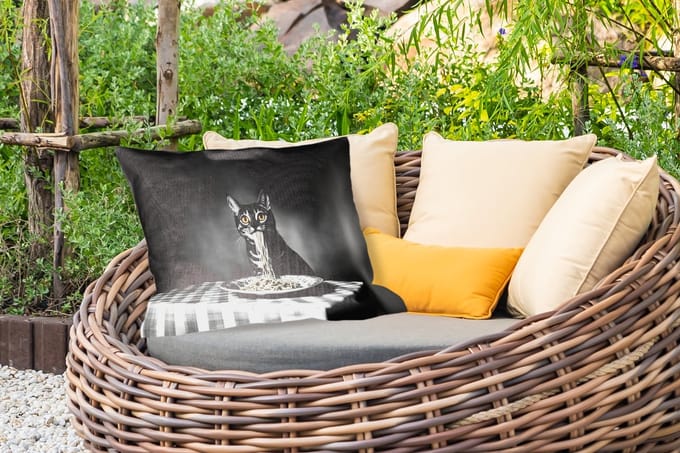 Buitenkussens - Tuin - Bengaal - Kat - Tafelkleed - Zwart - Wit - Dier - 50x30 cm