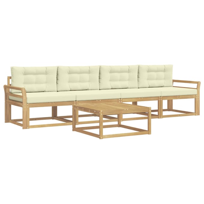 vidaXL - Buiten - bank - set - 4 - st - Wit - en - crèmekleurig