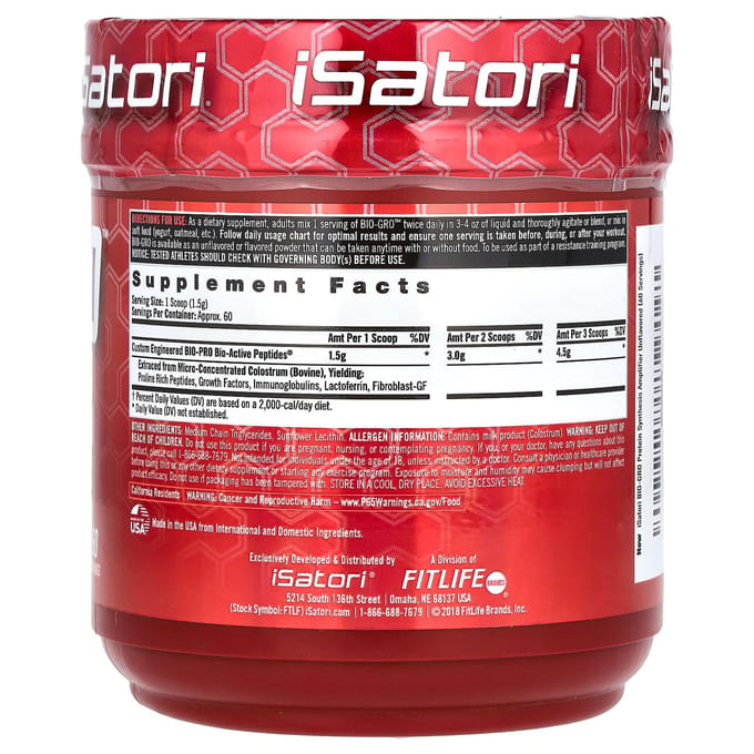 Isatori, Bio-Gro, Amplificateur de Synthèse Protéique, Non Aromatisé, 3,7 oz (90 g)