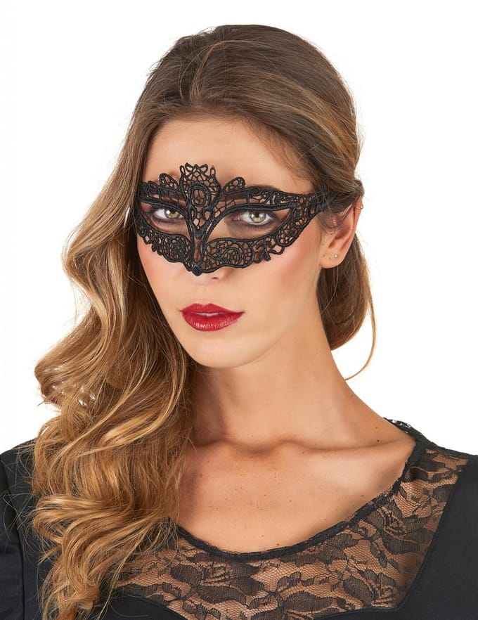 Vegaoo - Zwart kanten Ventiaans oogmasker voor vrouwen