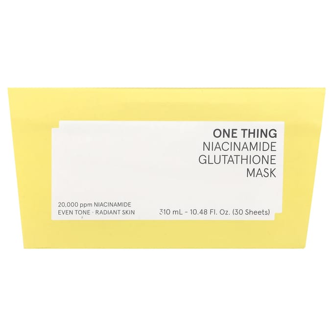 One Thing, Niacinamide Glutathione Beauty Mask, 30 sheets, 310ml (10.48fl oz) yellow