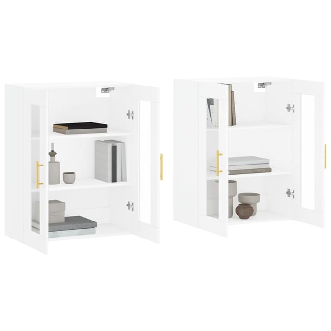 vidaXL - Hangkasten - 2 - st - bewerkt - hout - wit