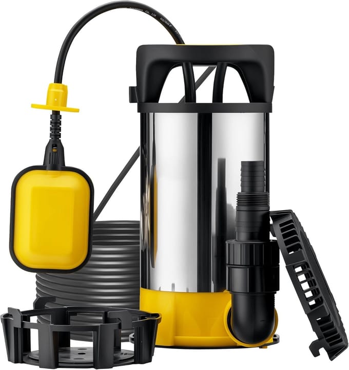 Dompelpomp RVS - Afvoerpomp Vuilwater - Kelder Leegpompen - 3-in-1 Functionaliteit - 8000 L/U - Geel Zwart