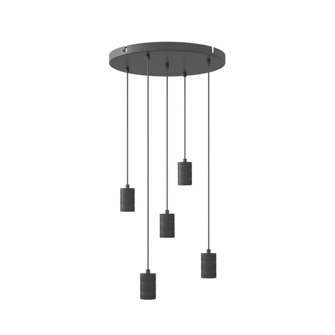 Calex Retro Plafondlamp - 5x E27 - Hanglamp Industrieel - Ø50cm Pendellamp Rond - Zwart